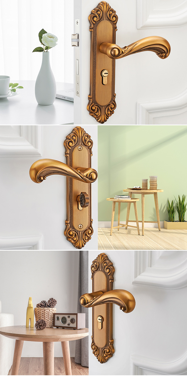 欧式仿古锁房门室内锁复古黄古卧室木门把手机械门锁五金锁具