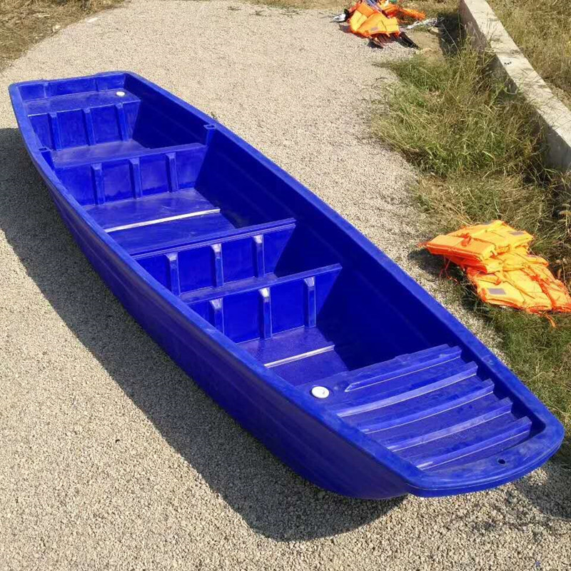 厂家直销牛筋塑料船5米加厚塑胶钓鱼船4米河道清理船3米养殖鱼船