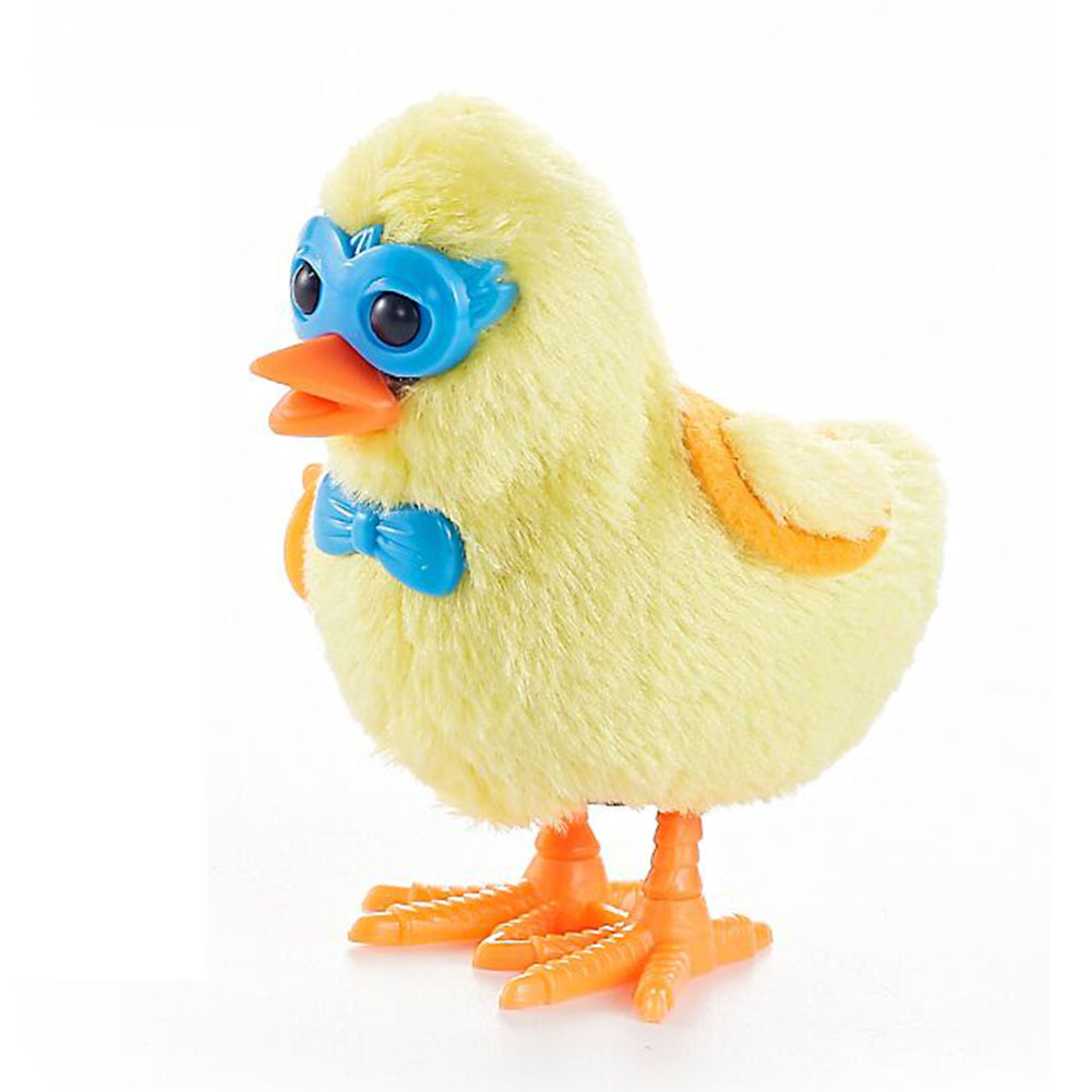 发条毛绒戴眼镜小鸡模型发条上链上弦跳跳双翅小鸡玩具跨境货源