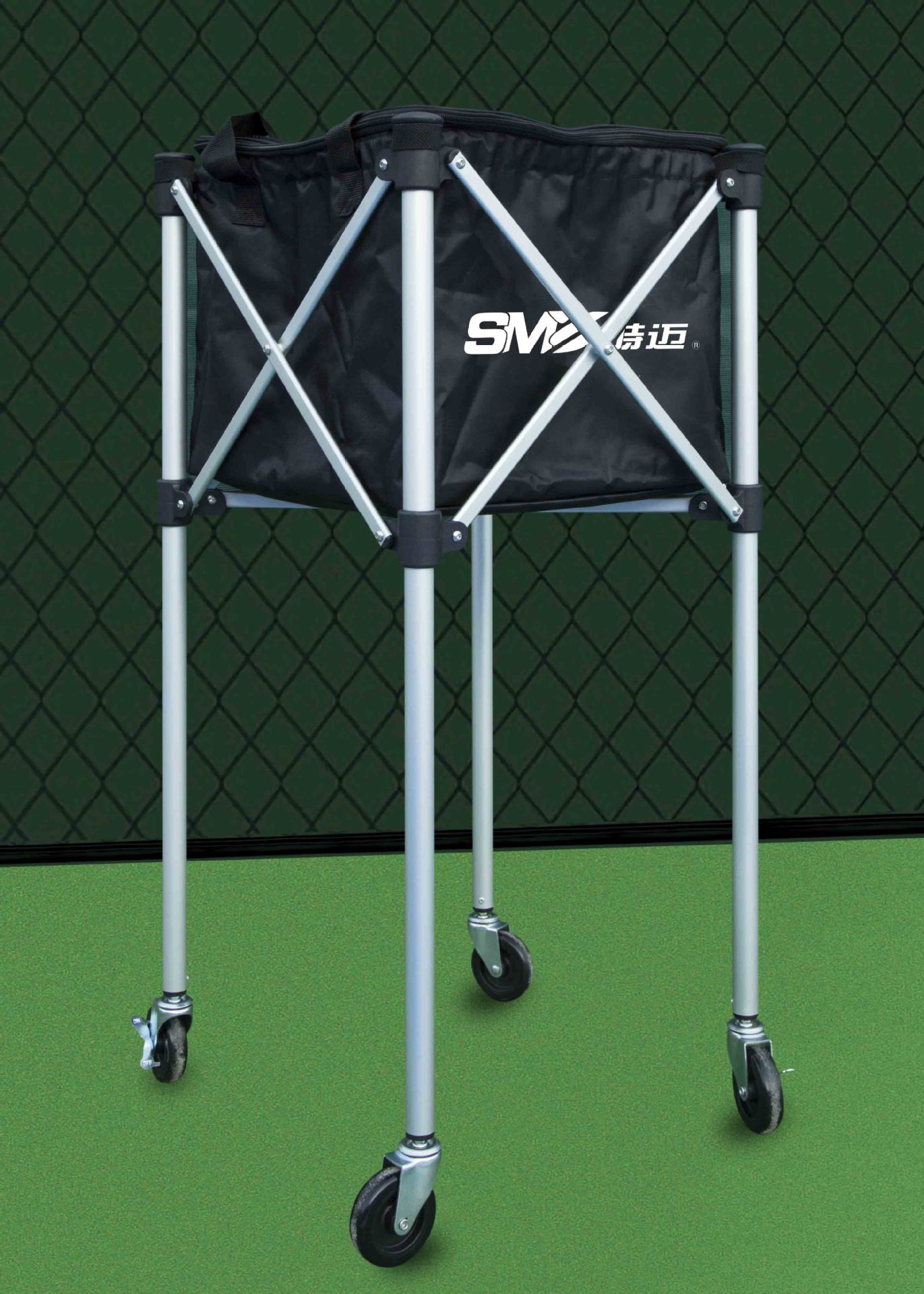 铝合金网球车折叠式装球车便携练学喂球球车万向轮推拉球车捡球车
