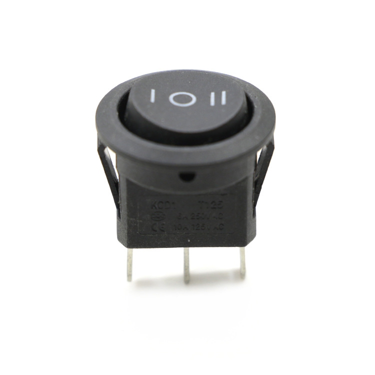 kcd2船型开关3脚无亮黑色盖圆摇杆开关kcd2ser