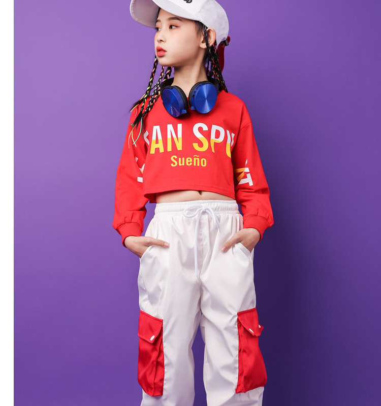 儿童爵士舞服装女童露脐装女孩jazz舞蹈服少儿嘻哈街舞套装演出服