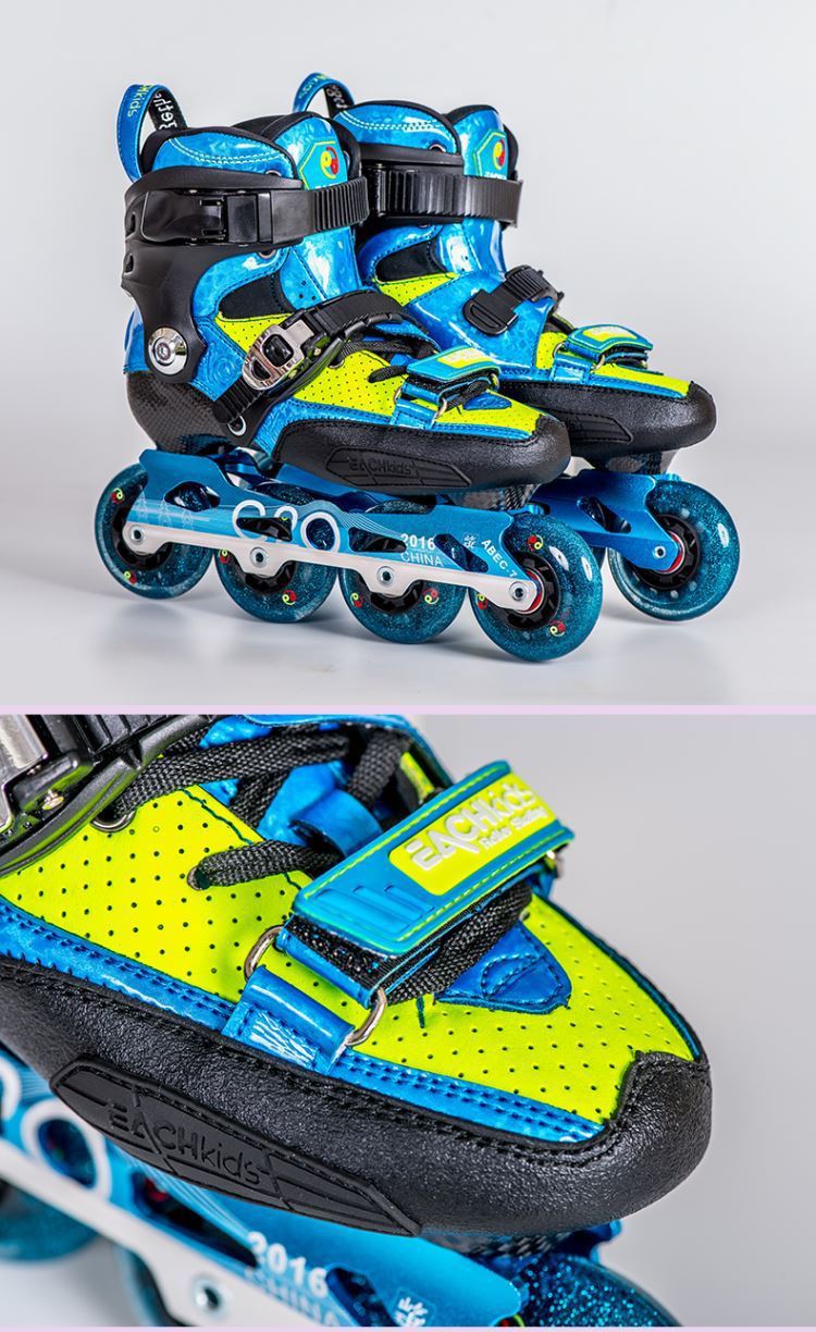 屹琪yq-s1儿童碳纤轮滑鞋 俱乐部推荐直排轮平花样滑冰轮滑鞋男童