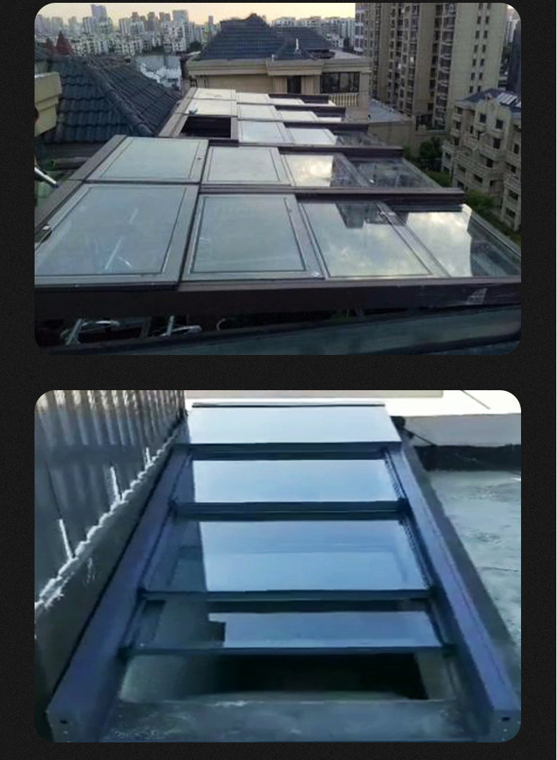 电动折叠铝合金平顶天窗平移天窗阳光房电动窗地下室通道采光井窗