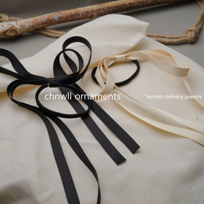 Minimalist Bowknot Headdress Fresh Long Silk Ribbon Headband South Korea Dongdaemun Online Influencer Refined Hair Ring Hair Rope Rubber Band