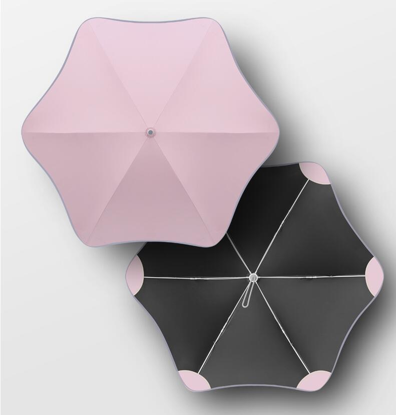 全新抗台风六圆角伞风梅花形雨伞反光长柄伞可加logo雨伞