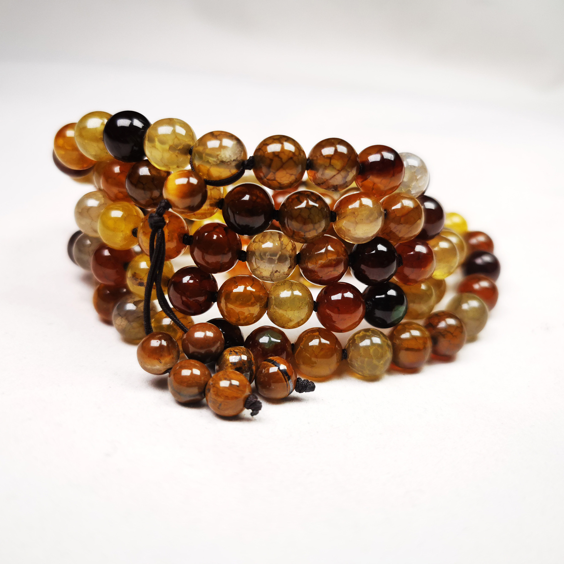 【爆款】冰裂玛瑙石项链108颗0.8cm1.0cm矿玉石佛珠手串时尚饰品