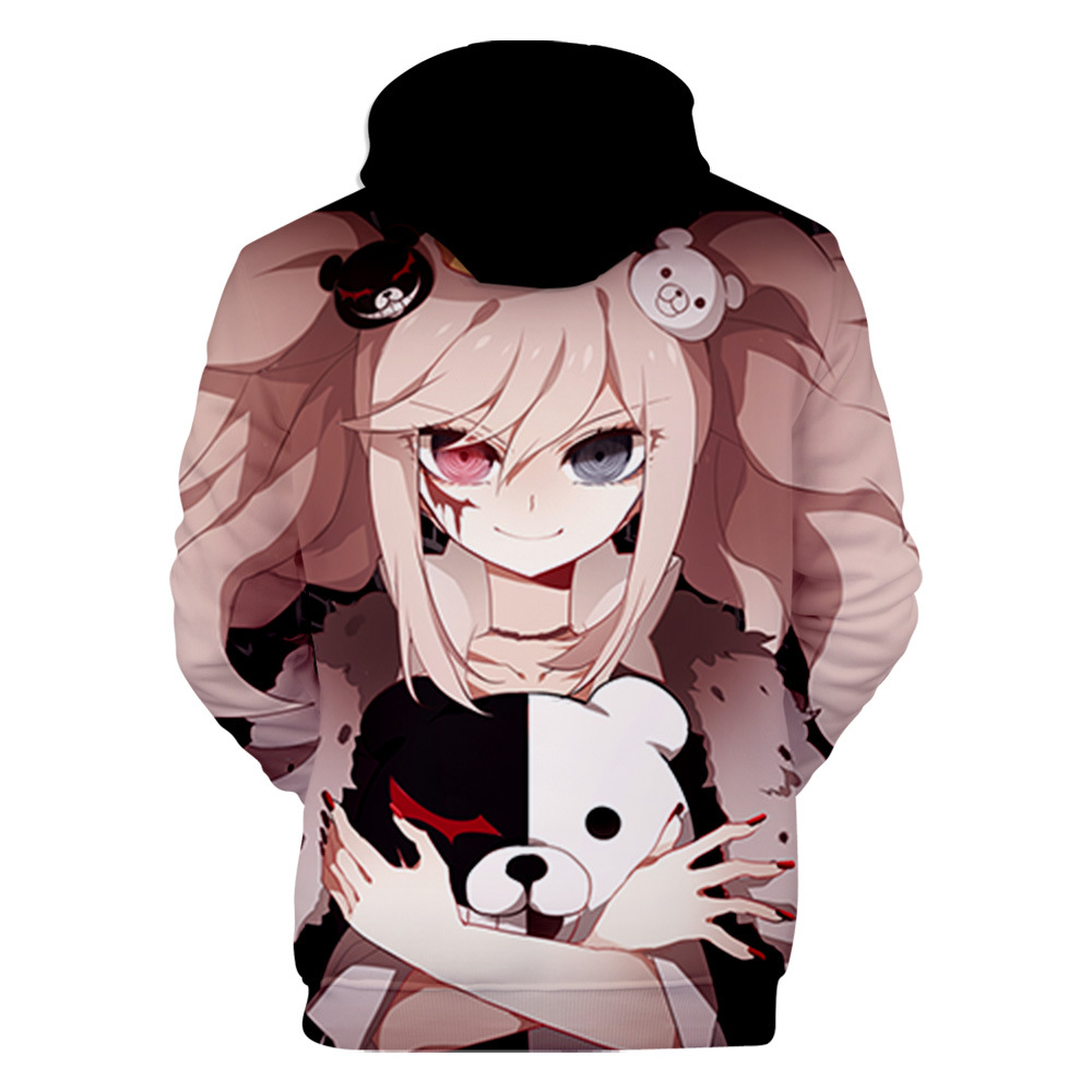 新款日漫周边弹丸论破黑白熊成人童装3d数码彩印带帽男女卫衣潮