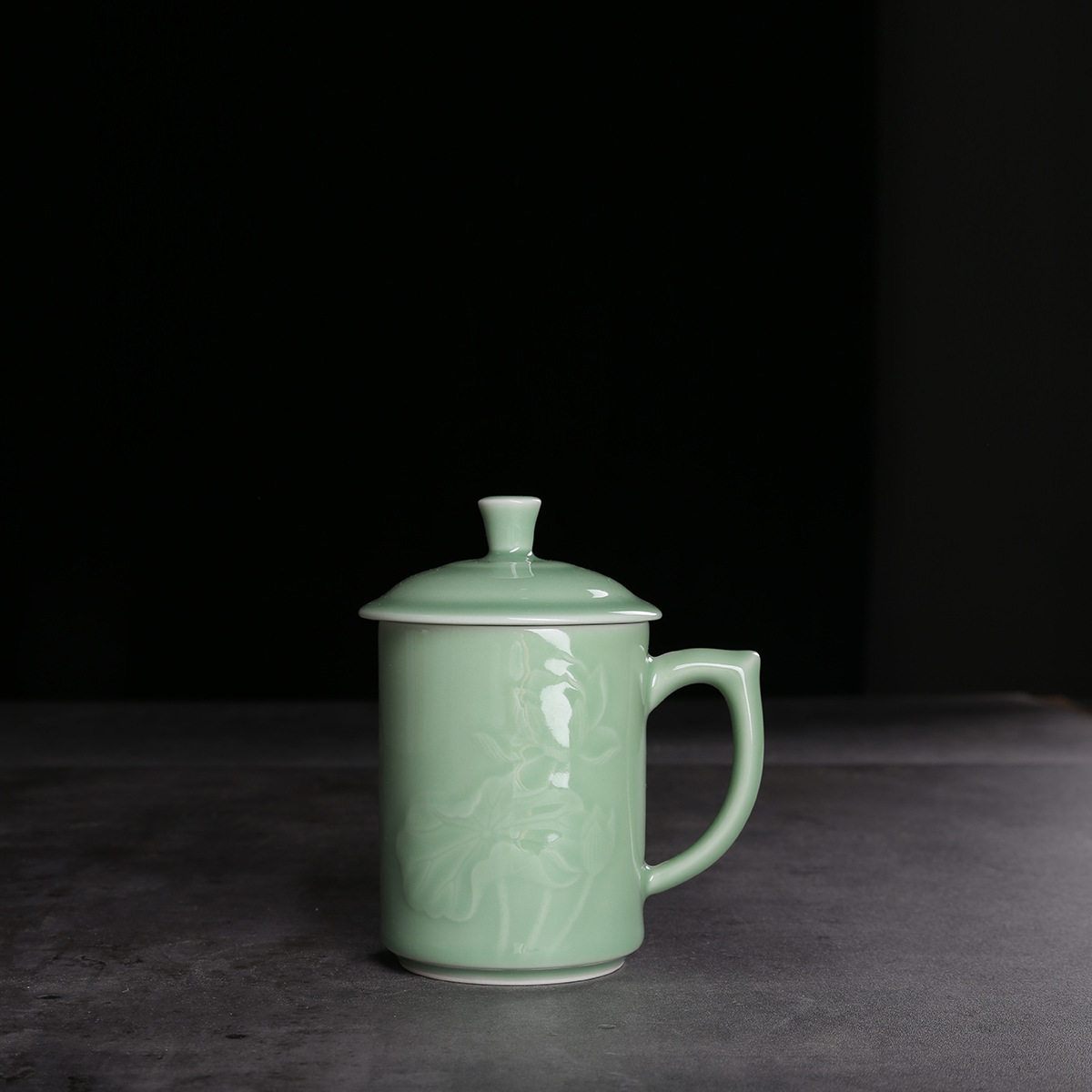 龙泉青瓷茶杯清荷杯陶瓷杯定制杯水杯青瓷杯办公杯印logo礼品杯