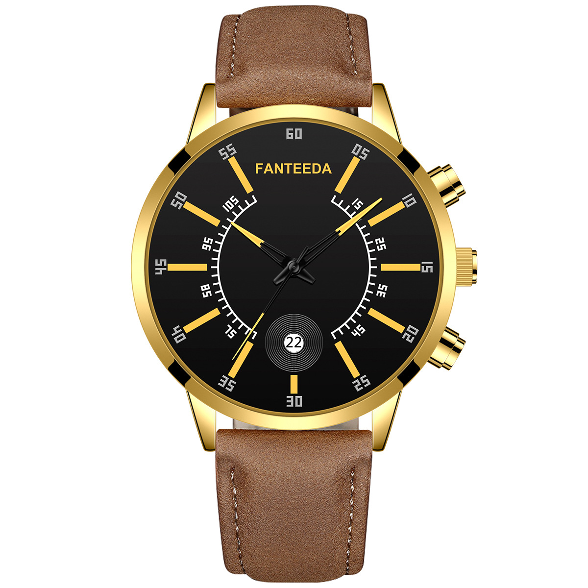 超薄男士皮带手表时尚日历pu皮带男士手表欧美大表盘手表男