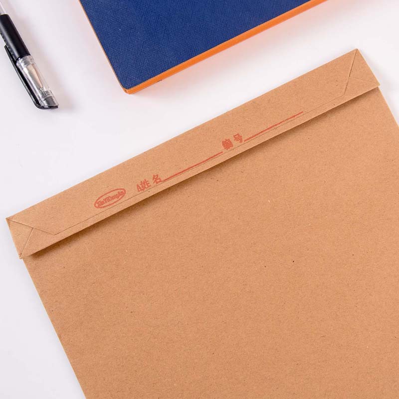 Kraft Paper Portfolio A4 Paper Bag with Buckle Thickened Information Bag Large Capacity Contract Bidding Document Bag Wholesale
