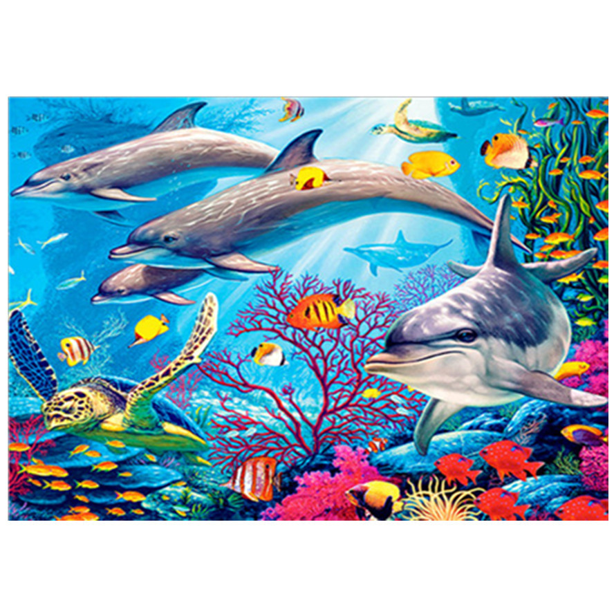 5d钻石画满钻海底世界动物diy装饰画 外贸热销 【厂家】批发