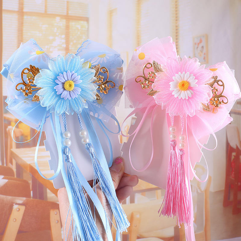 New Children's Hairpin Ornament Big Bow Ribbon Hairpin Wholesale Antique Accessories Hairpin Children's Day Gift