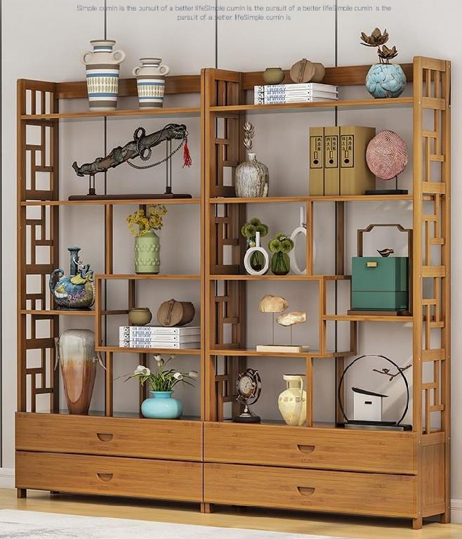 古董架客厅1.5米创意实木新中式屏风隔断柜小号瓷瓶装饰玄关架