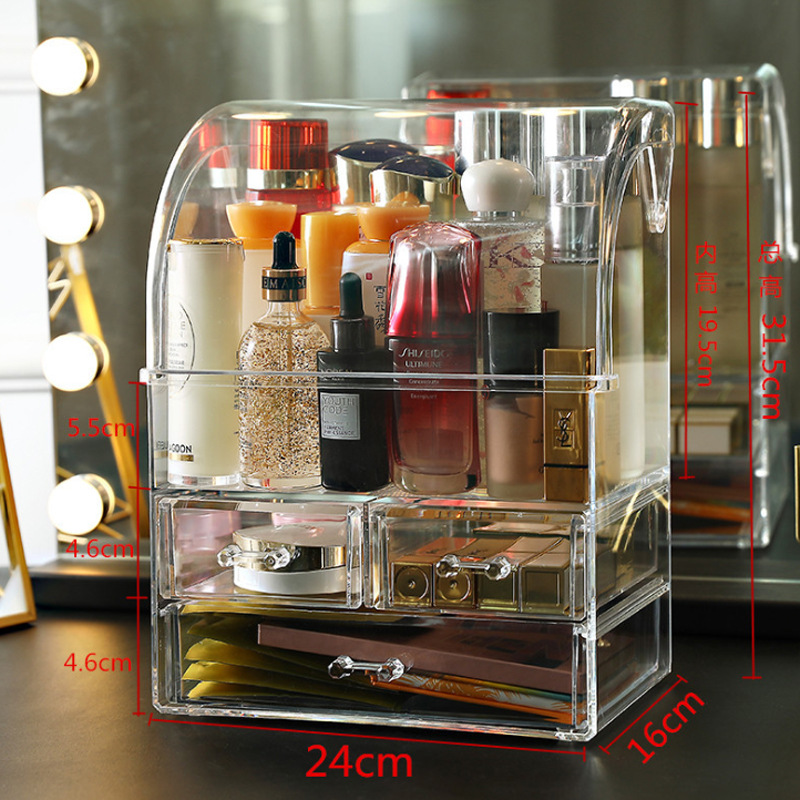 Desktop Creativity Dustproof Organizing Transparent Storage Box Acrylic Storage Box Drawer Flip Cosmetic Storage Box