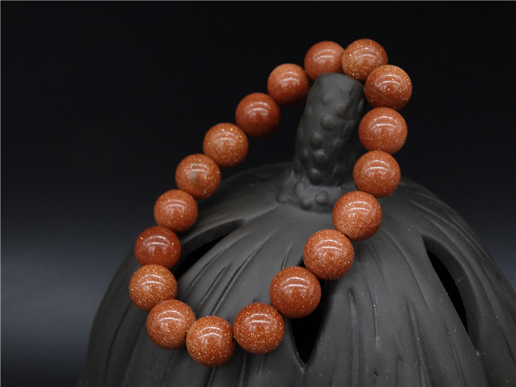 厂家现货 金沙石佛珠 6-16mm手串转运珠金砂108颗手链砂金 男女款