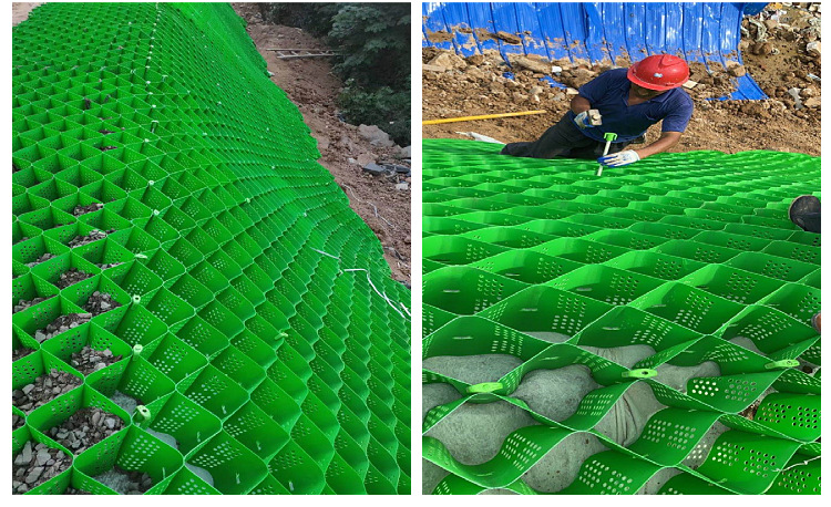 hdpe土工格室护坡护堤工程挡墙路基加固池塘边坡绿化防冲刷tggs网