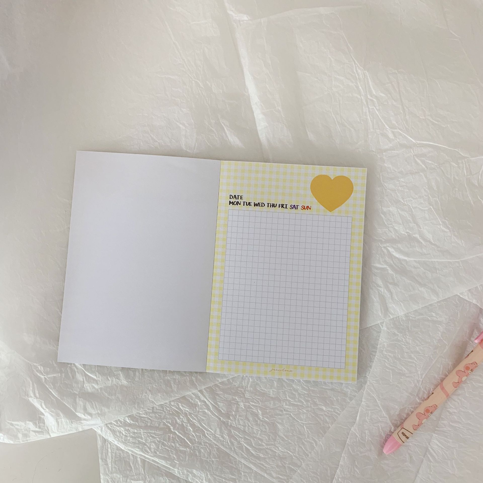 韩国网红ins爆火可爱爱心新款方格网格便签纸便签本手账拼贴留言