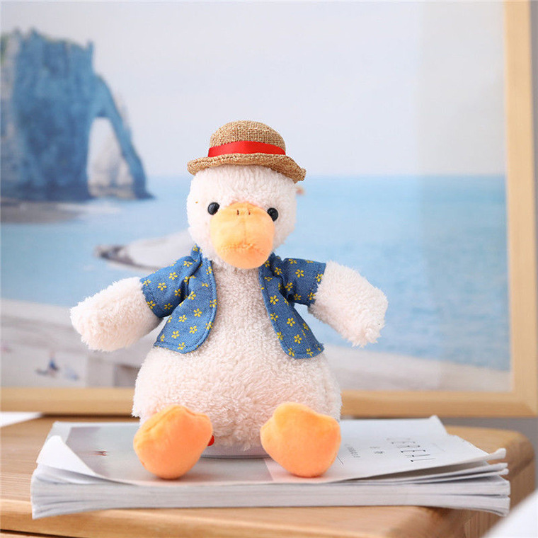 网红同款热卖提脖子小黄鸭沙雕复读鸭唱歌录音点头学说话毛绒玩具