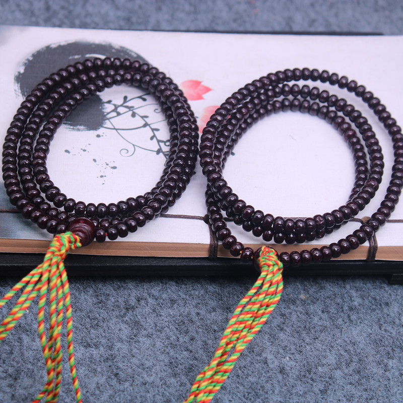 厂家批发海南朱砂供迷你小星月菩提籽三通流苏成品手链5*3mm