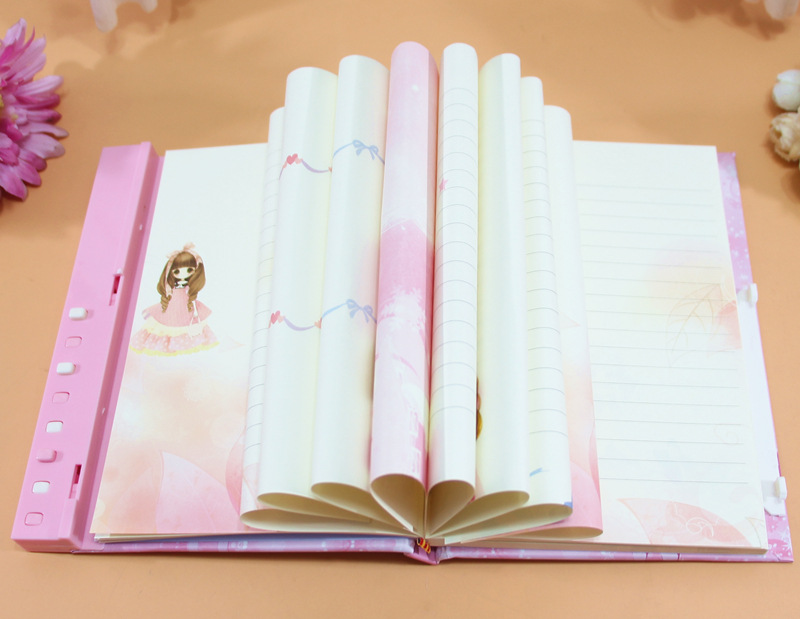 韩版创意卡通钢琴键密码本 女用带锁笔记本 学生彩页日记本记事本