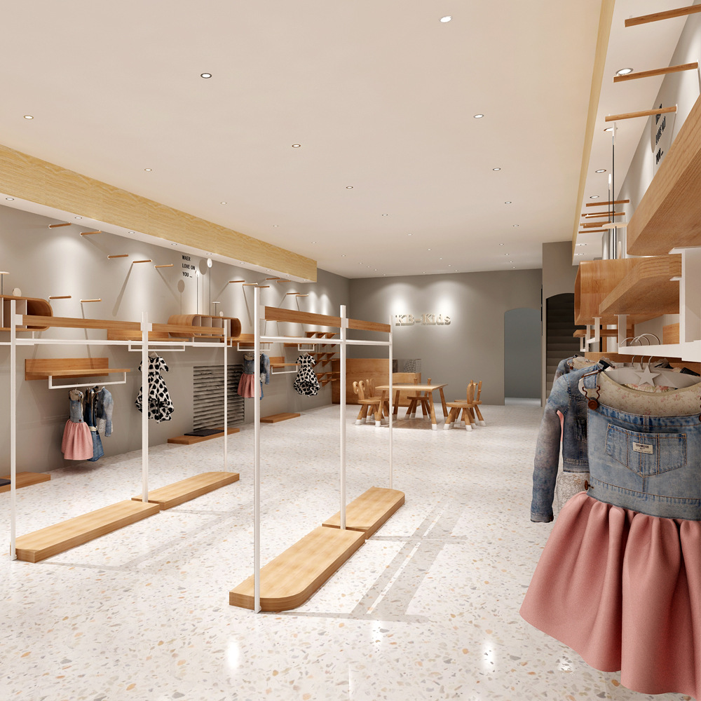 童装货架落地式简约儿童展示架挂衣架上墙童装店衣服架子定制