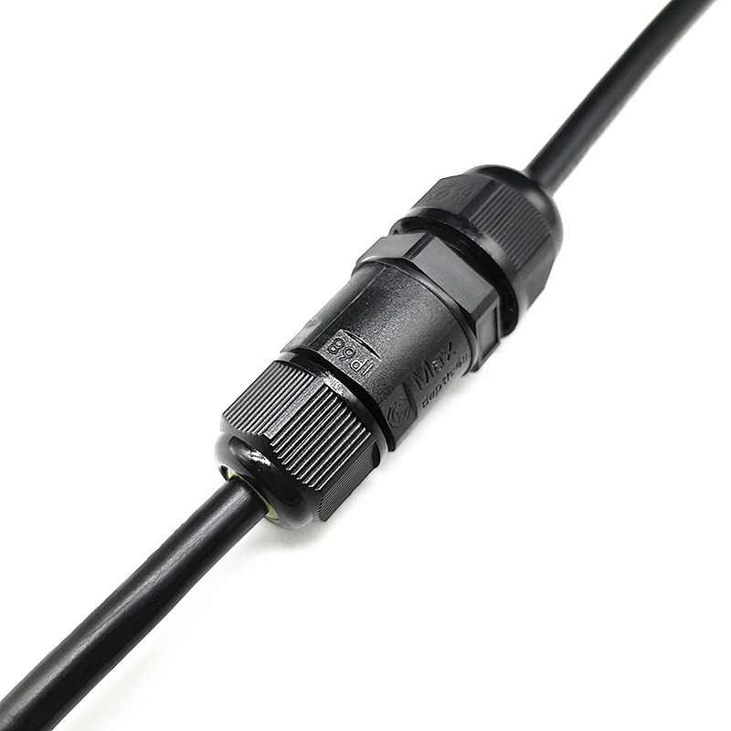 2芯ip68防水接头一进一出中空电线对接头防水连接器户外接线防水