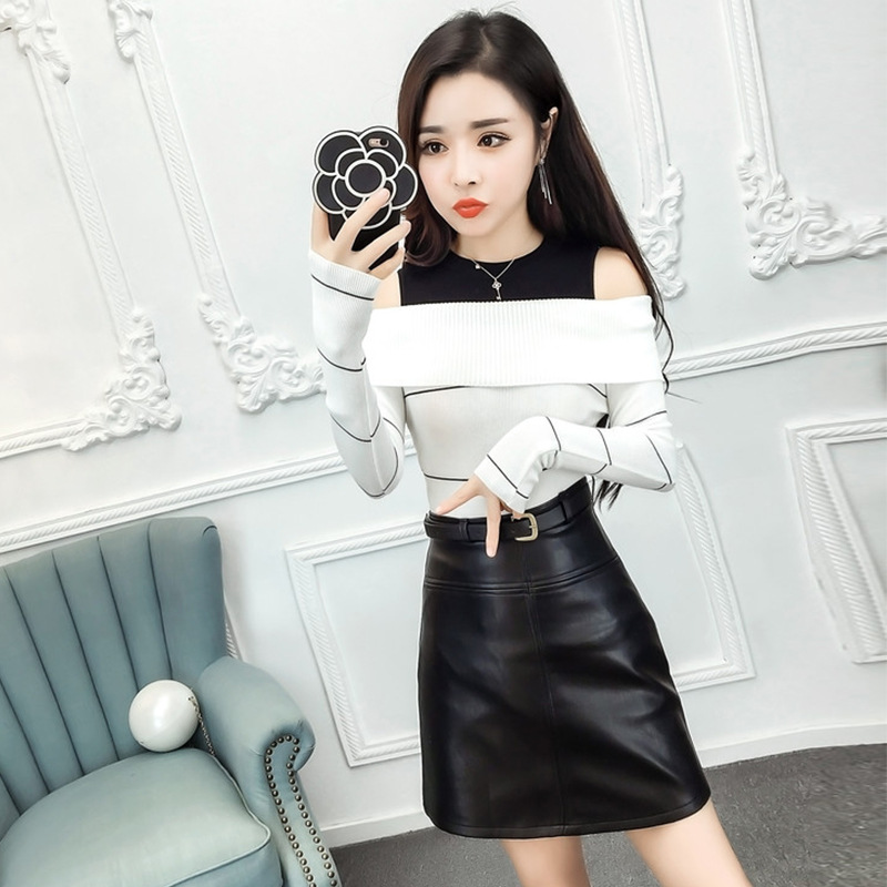 秋季淑女套装女时尚气质女装性感皮裙套装两件套洋气包臀裙