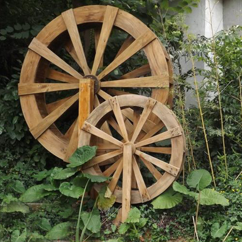 防腐木水车防腐木风车荷兰风车 木质实木防腐木景观风车水车