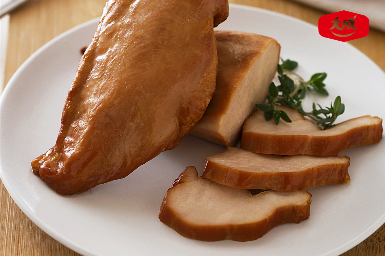 大成烟熏香薰鸡胸肉1kg/包 冷冻 烘焙营养餐鸡肉沙拉披萨西餐冷盘