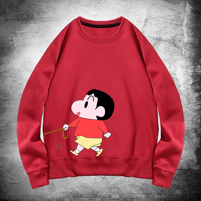 蜡笔小新套头圆领卫衣秋潮牌日系卡通动漫青少年学生情侣长袖上衣
