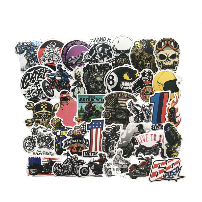 50张摩托车贴 户外骑行炫酷涂鸦贴纸 卡通时尚行李箱滑板贴纸