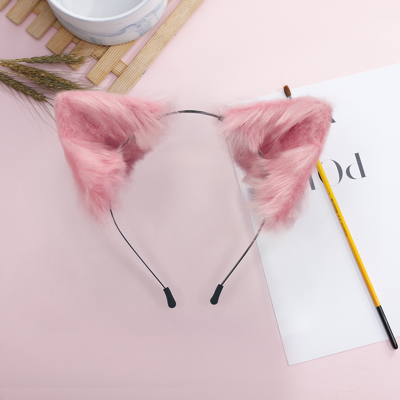【一件代发】手作仿真兽耳发箍猫耳朵动漫角色可爱毛绒lolita头饰