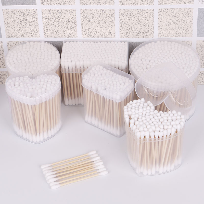 Factory Direct Sales 150 Boxed Paper Cards Double Ended Cotton Wwabs Disposable Cosmetic Cotton Swab Cleaning Cotton Swab