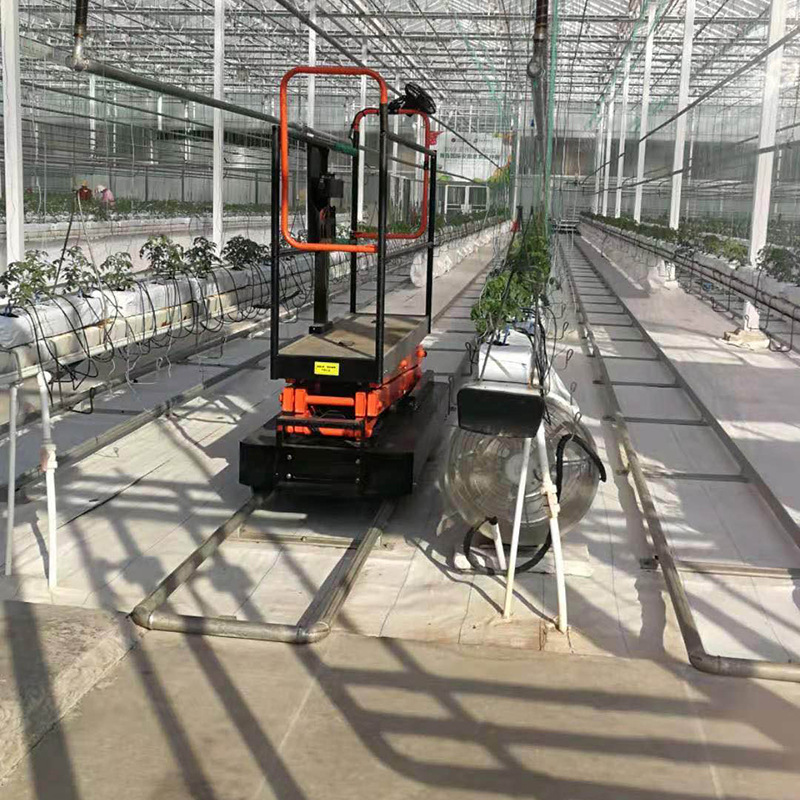 温室大鹏蔬菜番茄电动采摘车可升降蔬菜采摘车液压轨道运输登高车