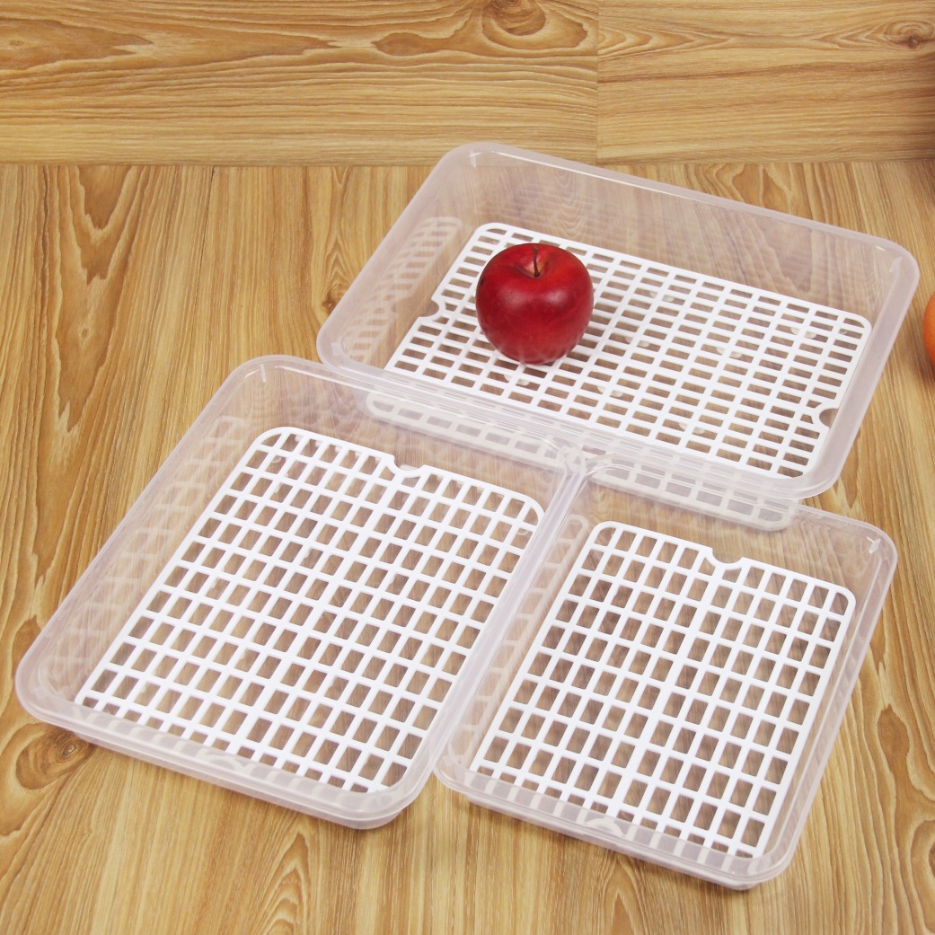 半透明双层塑料水杯沥水盘长方形水果盘杯子托盘隔水盘批发