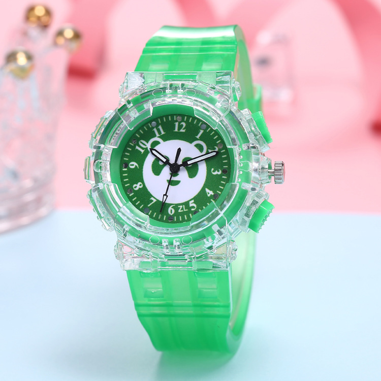 Factory Direct Sales Colorful Light LED Watch Creative Taiwan Take-out Package Panda Image Boys and Girls Quartz Watch