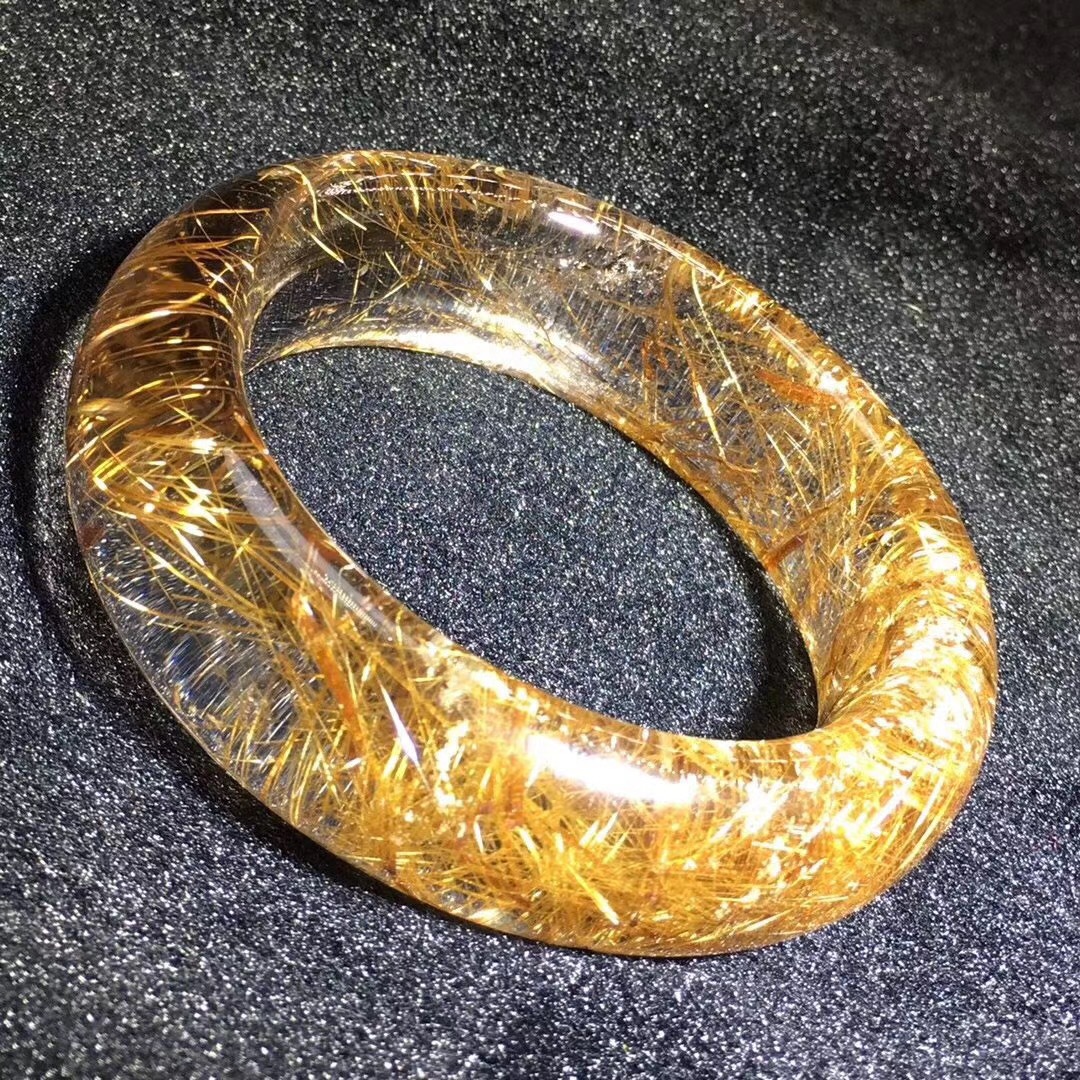 天然钛晶顺发发晶 钛晶板钛金发晶 金发手镯猫眼手链加宽版手镯