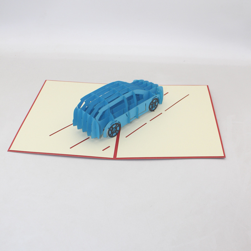 suv汽车手工折纸激光镂空3d立体贺卡剪纸宣传广告定制生日节日