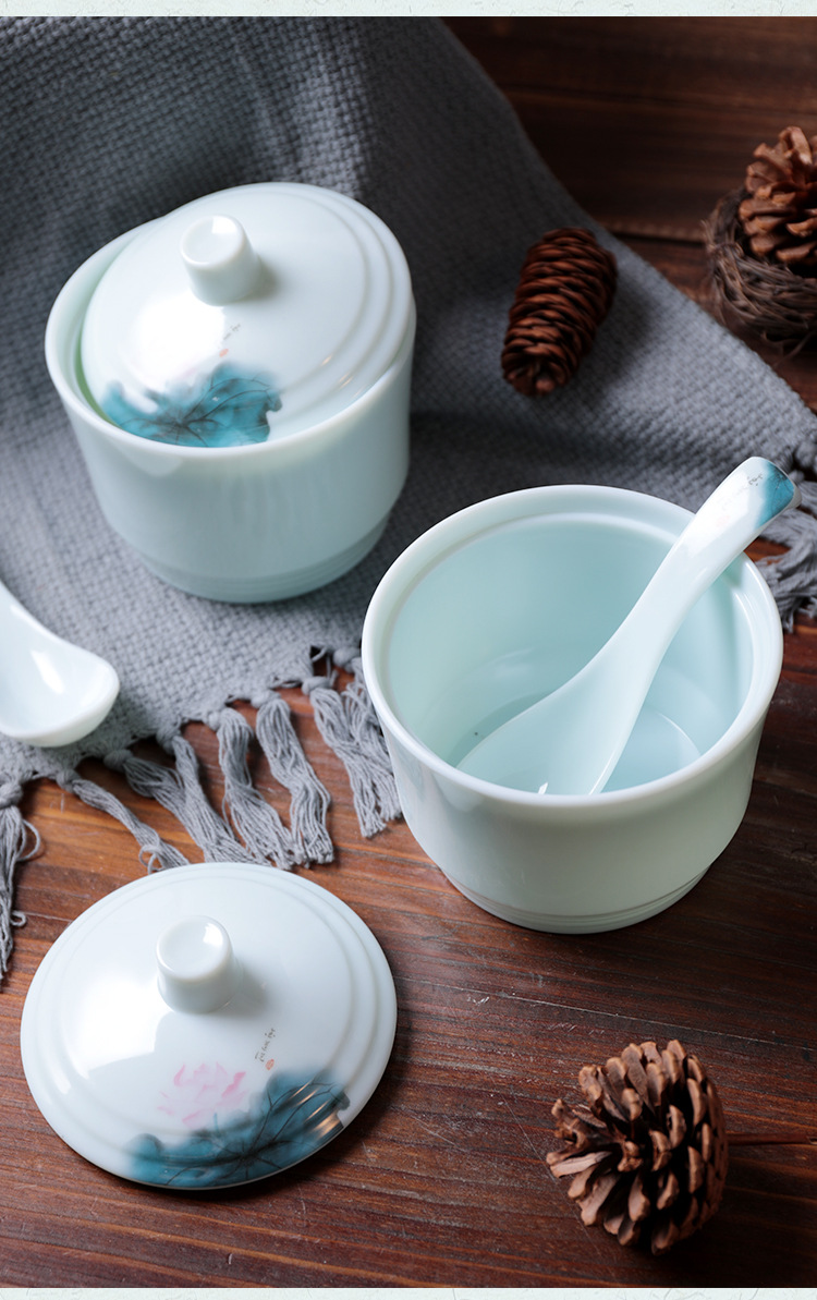 新款密胺汤盅带盖仿瓷中式快餐连锁蒸蛋蒸饭盅沙县小吃小炖盅批发