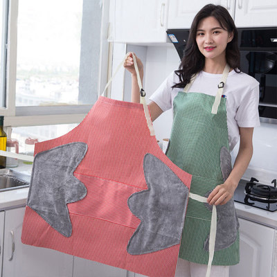 厨房可擦手的围裙韩版时尚防水防油女男围兜大人做饭家用可爱围腰