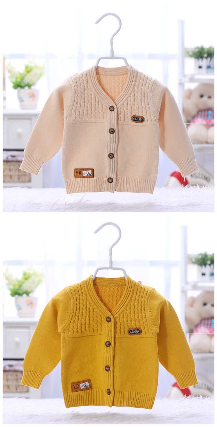 春秋婴儿毛衣棉开衫男女童宝宝棉针织打底衫新生儿外套0-1岁