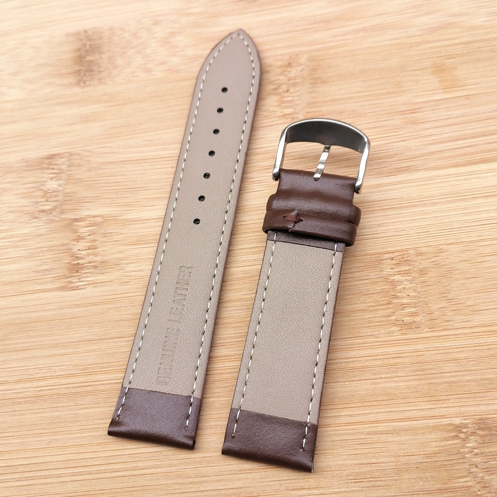 厂家批发针纹真皮手表带黑色头层牛皮表带16 18 20 22现货