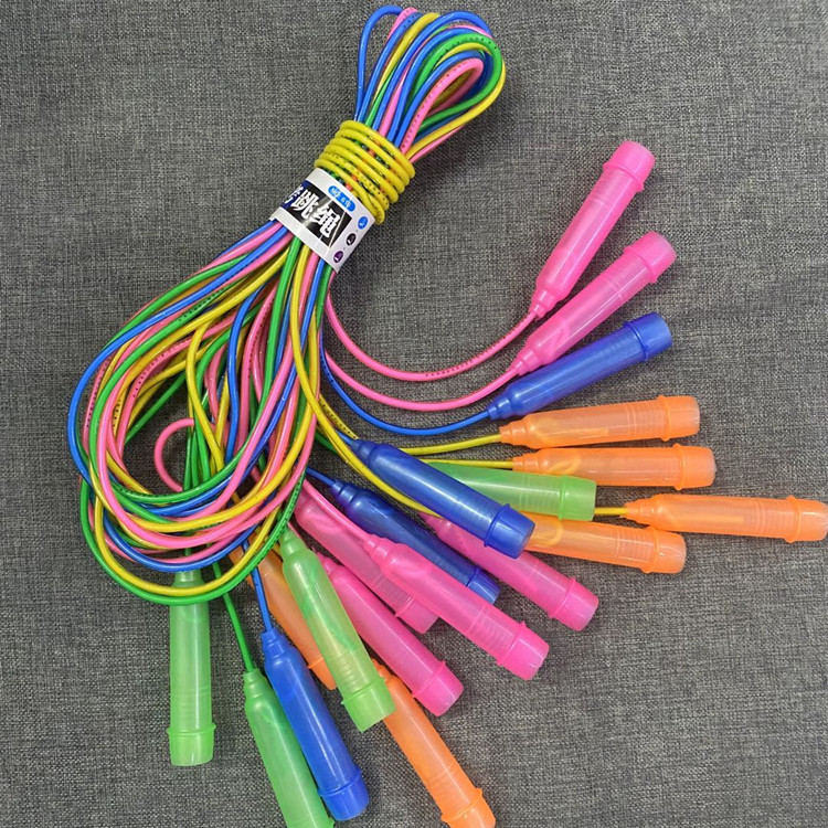 强手王610水晶跳绳彩色实心橡胶跳绳 小学生练习比赛体育卡通跳绳