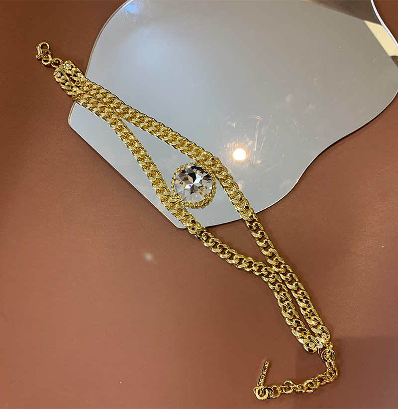 英伦复古小众设计rich宝石金链子 chocker颈链欧美风金属夸张项链
