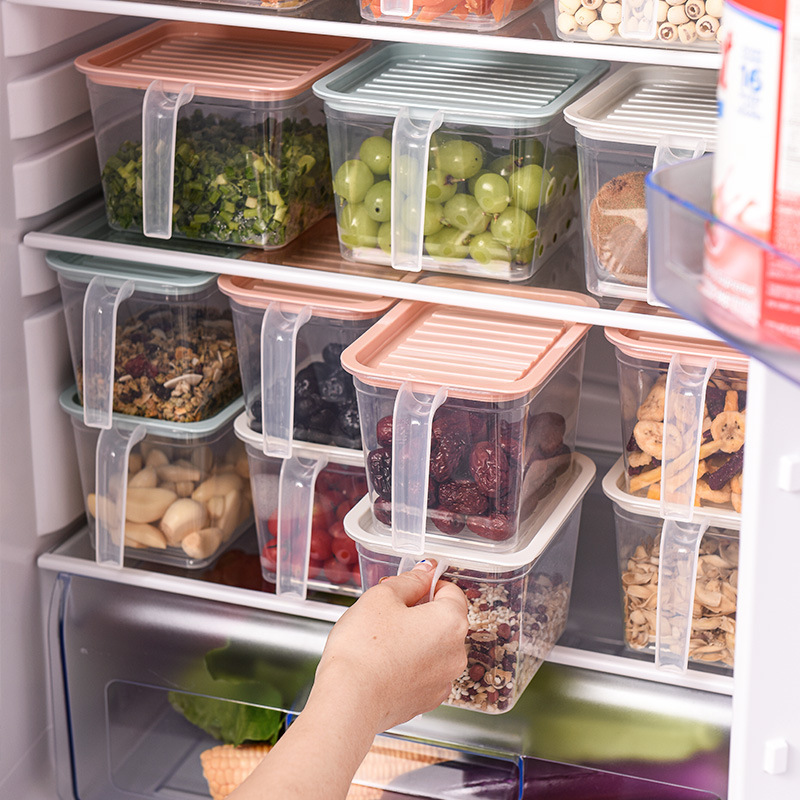 Crisper with Handle Fresh-Keeping Box with Lid Refrigerator Box Anti-Odor Can Be Storage Box