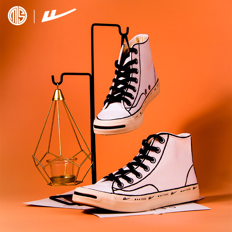 回力联名樱花星空鞋高帮手绘帆布鞋男鞋子爆改情侣韩版涂鸦小白鞋