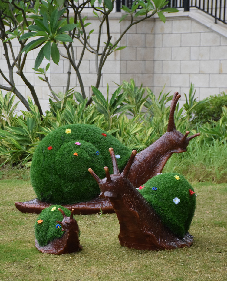 园林景观雕塑小品户外仿真动物摆件绿植草皮植绒蜗牛幼儿园装饰品