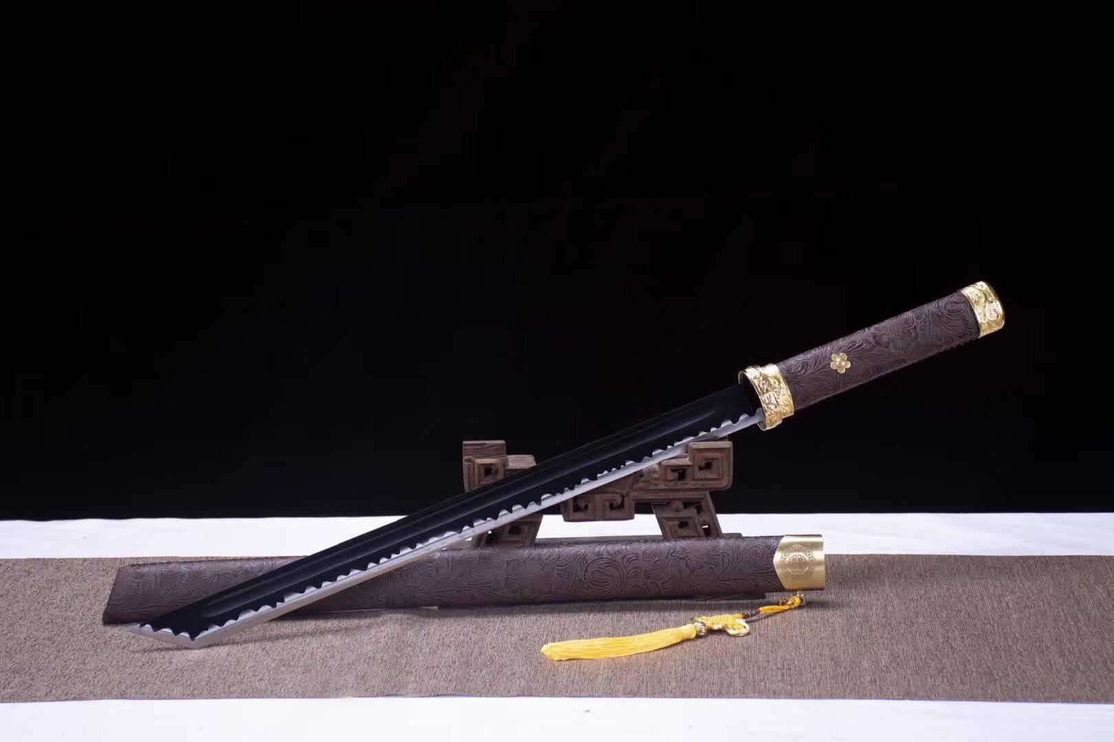 中国素装唐剑龙泉唐横刀高锰钢一体刀宝剑直刀长剑长款汉剑未开刃
