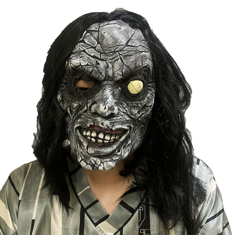 万圣节搞怪面具恶搞恐怖整人假面舞会演出表演装扮黑发独眼丧尸款